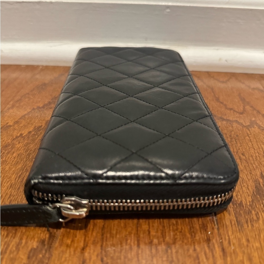 CHANEL Black Lambskin Quilted Embellished CC Black Zip Long Wallet - Picture 8 of 12
